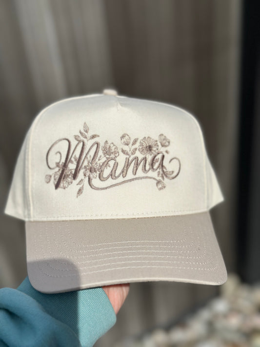 Mama fleurs casquette Beige